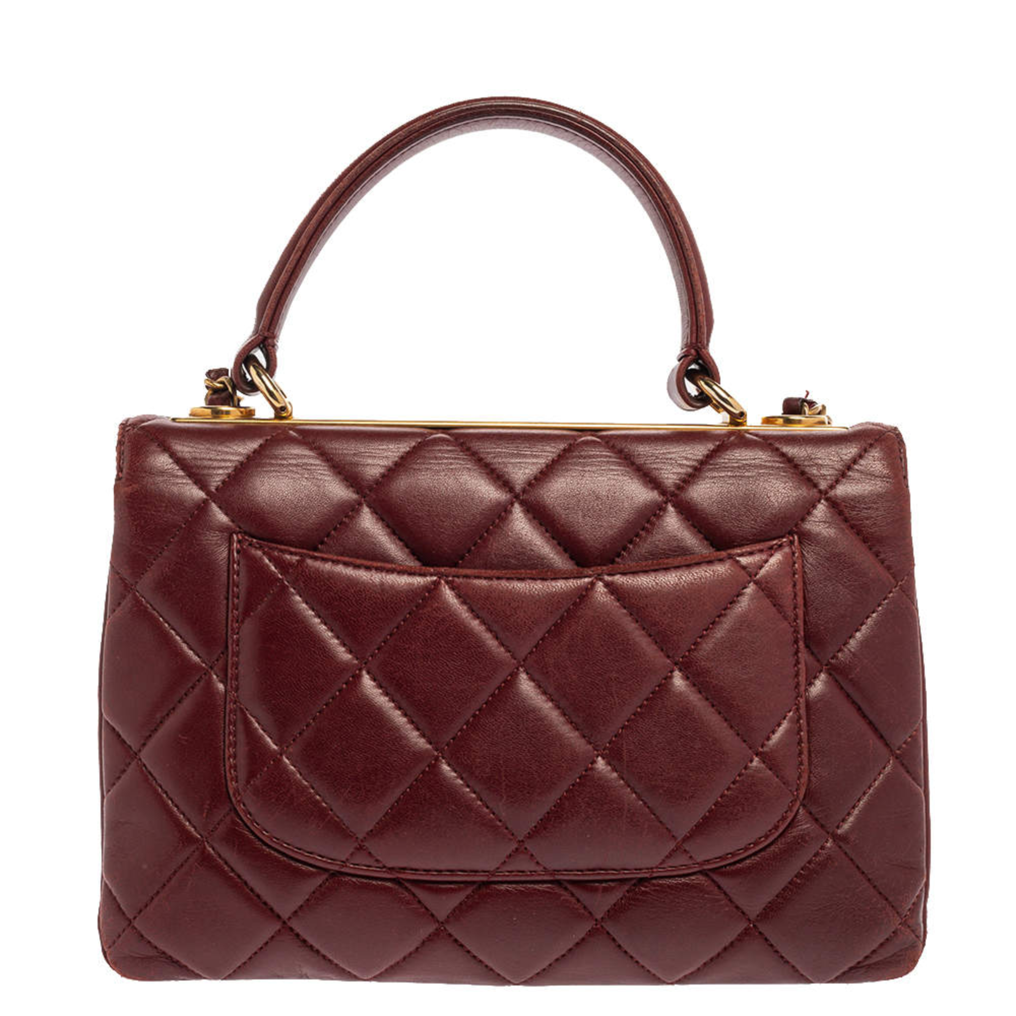 Chanel Flap Bag With Top Handle Burgundy 25Cm/9.8in