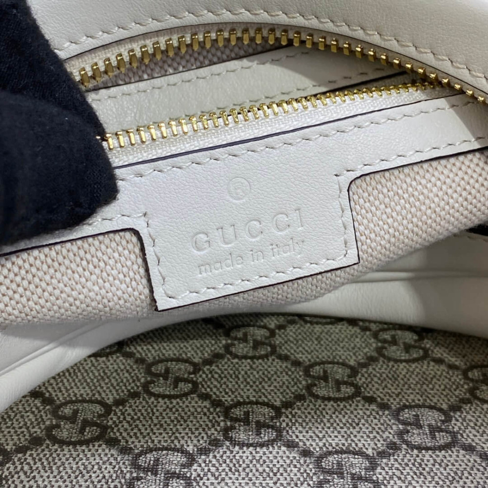 Gucci White Leather Attache Medium Shoulder Bag
