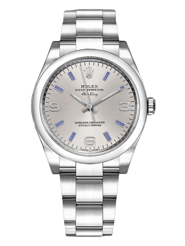 【Super Clone】Rolex Oyster Perpetual Air-King 114200 Silver Dial 34mm Unisex Replica watch