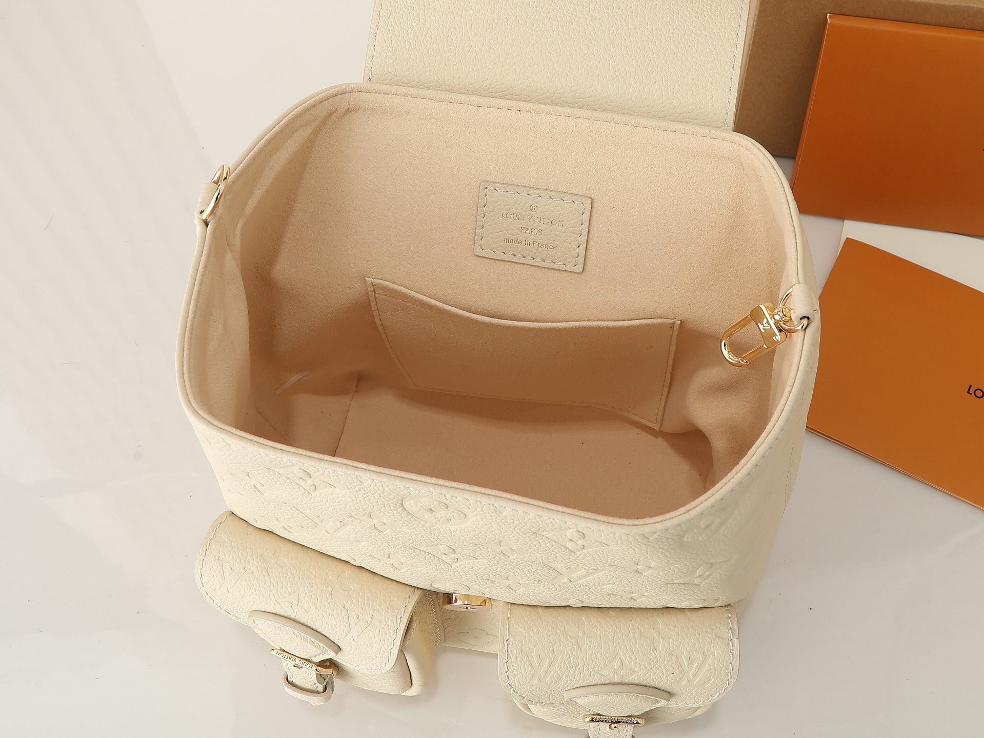 Louis Vuitton Backup Backpack – Monogram Empreinte Leather Cream M47106 22cm/ 8.7cm