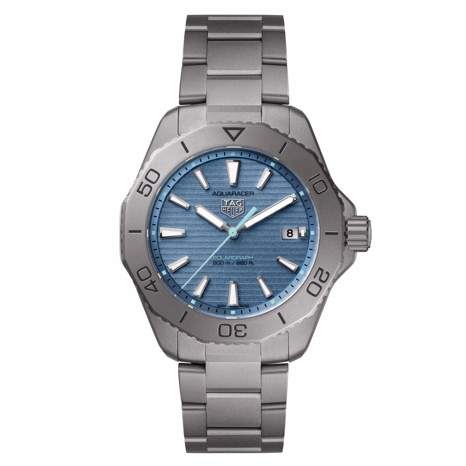 TAG Heuer Aquaracer Professional 200 Solargraph Titanium 40mm Mens Watch Blue WBP1182.BF0000