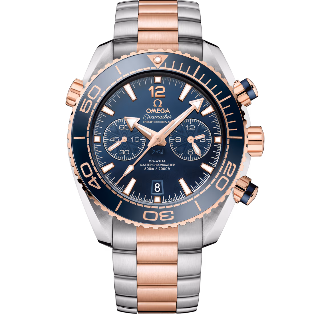 Omega Seamaster Planet Ocean 600M 45.5mm Blue Dial Stainless Steel and Sedna™ 18k Rose Gold Bracelet 215.20.46.51.03.001