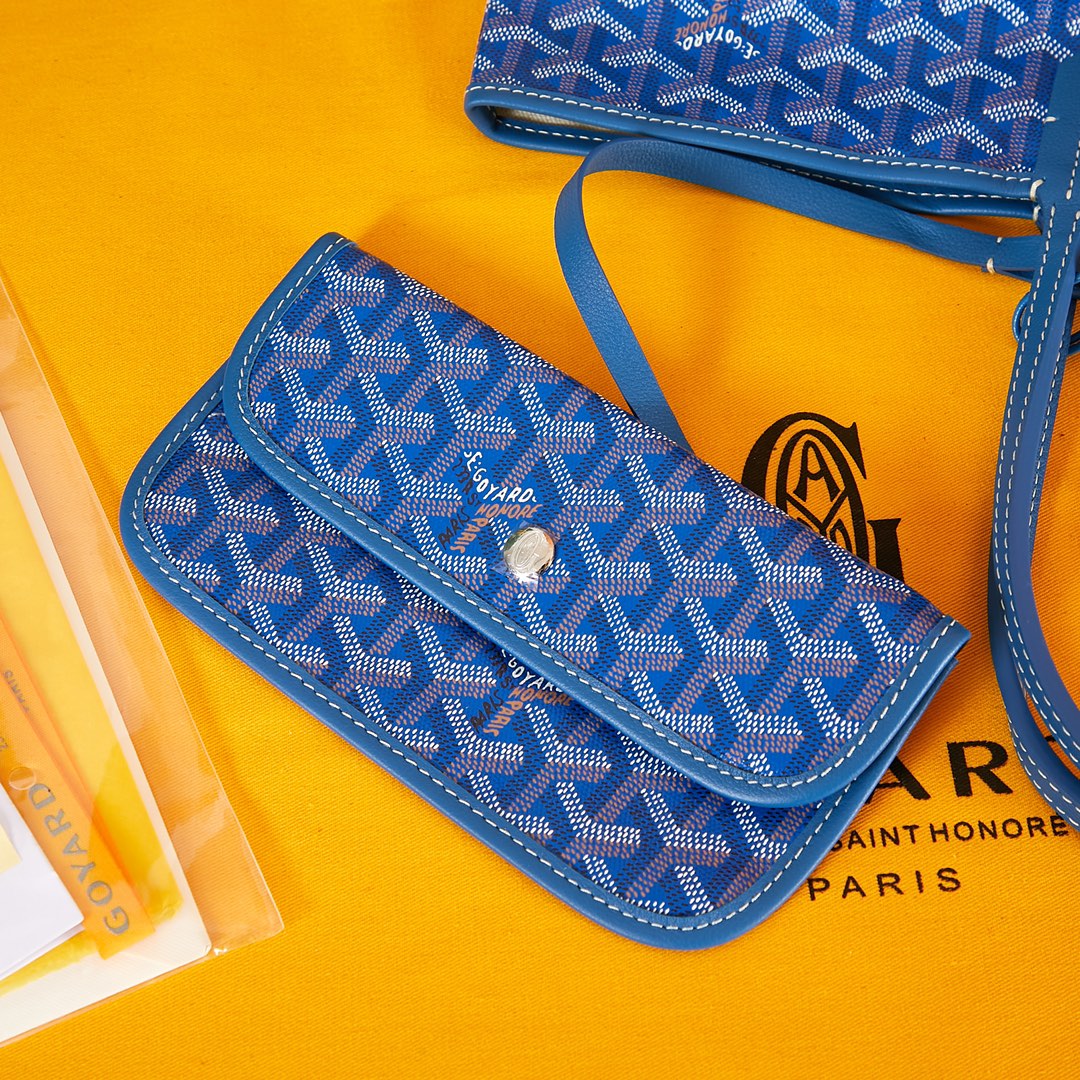 Goyard Saint Louis Pm 34Cm Blue Canvas Chevroches Calfskin