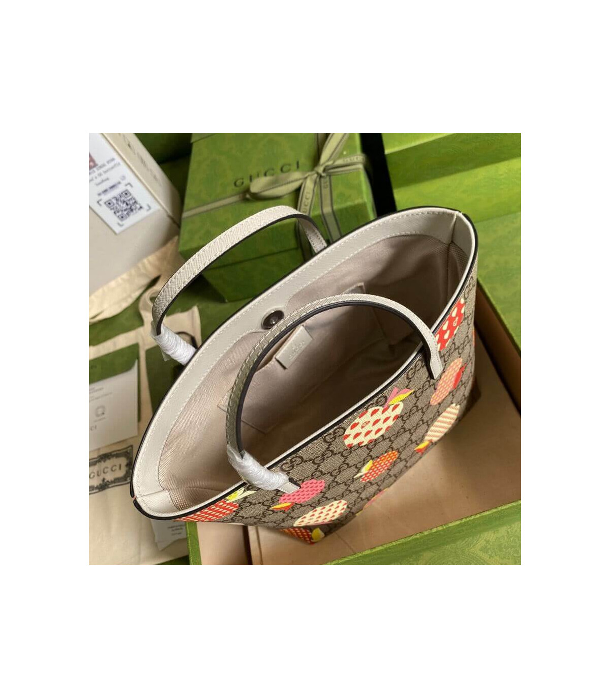 Gucci Children’s GG Heart Apple Pattern Tote