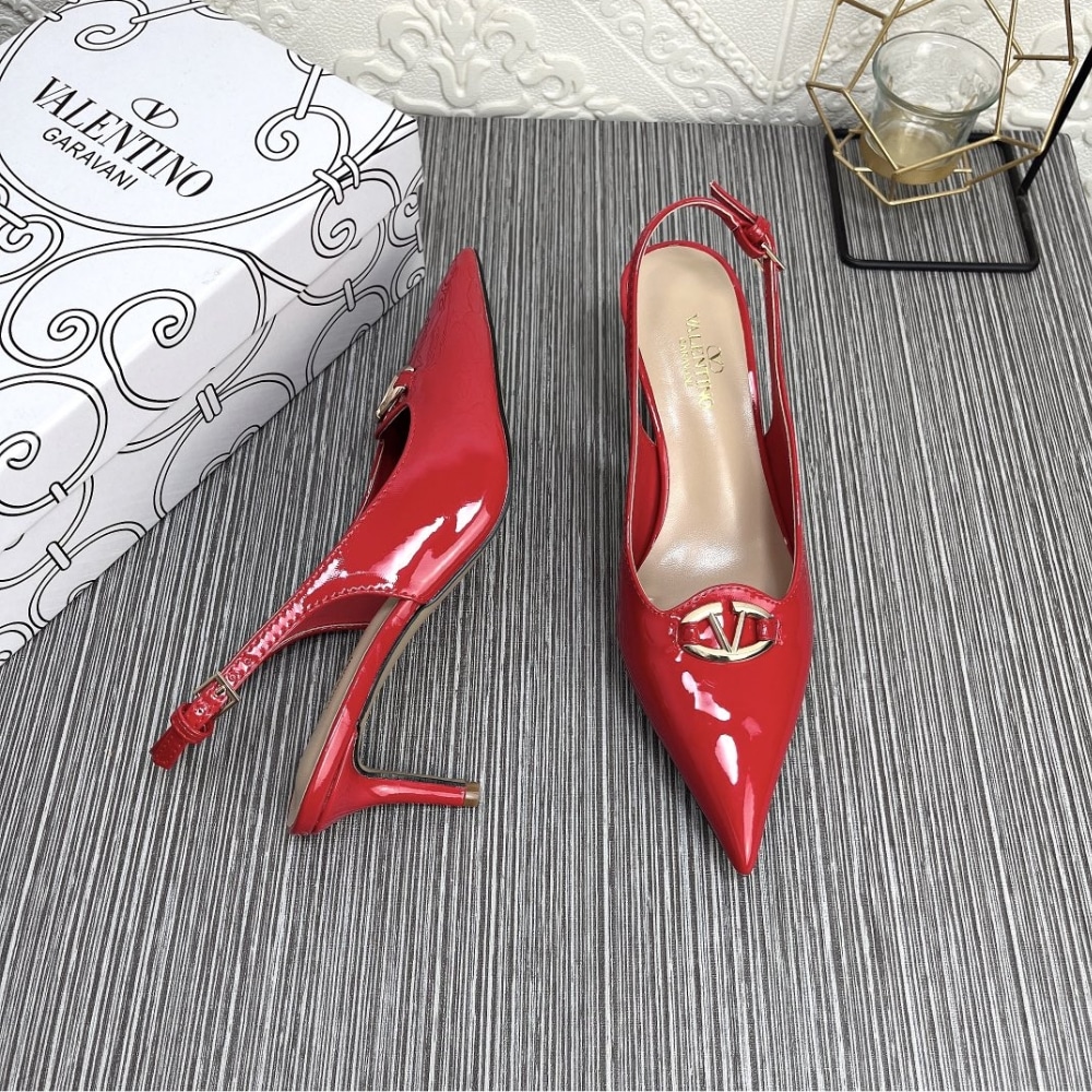 Valentino VLogo The Bold Edition Patent Leather Slingback Pumps, 60mm – Rouge Pur