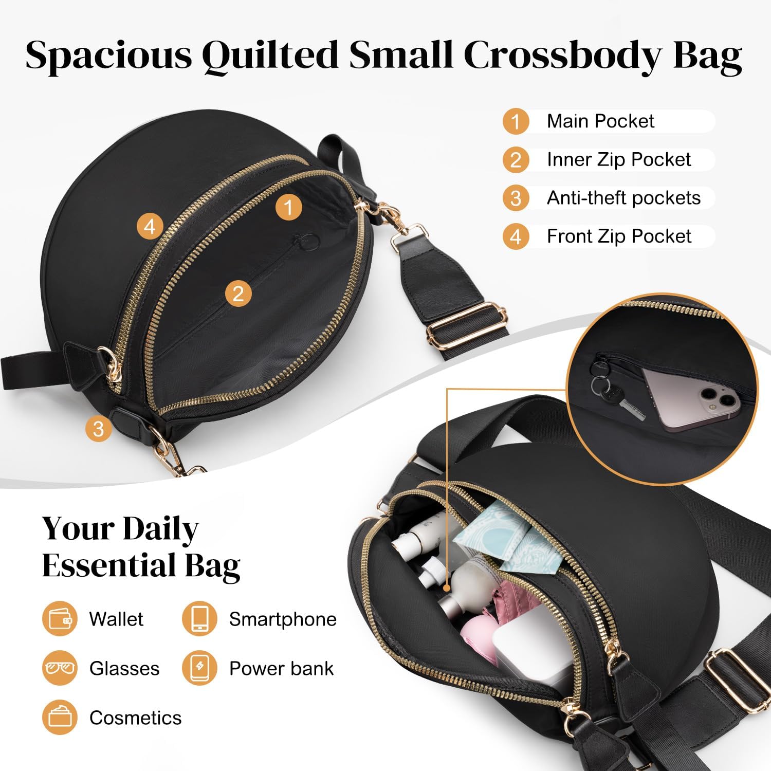 ARCTURA Spacious Nylon Checkered Crossbody Bum Bag for Women