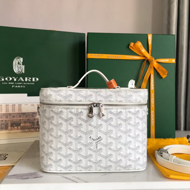 Goyard Muse Vanity Case 20 Cm White Goyardine Canvas