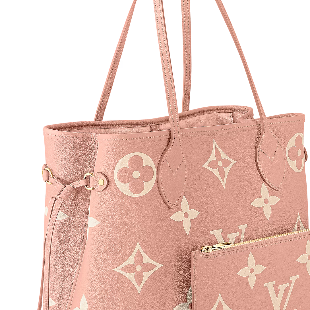 Louis Vuitton Neverfull MM Tote Bag Monogram Empreinte Trianon Pink / Cream 31cm M46329