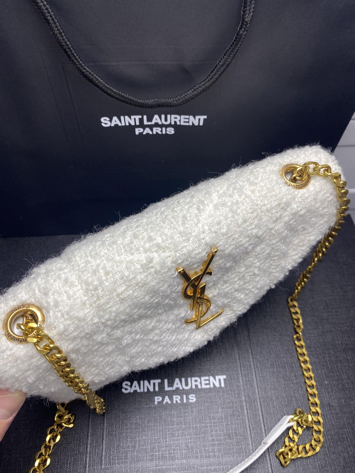 Saint Laurent Small Loulou Boucle Bag White 23Cm