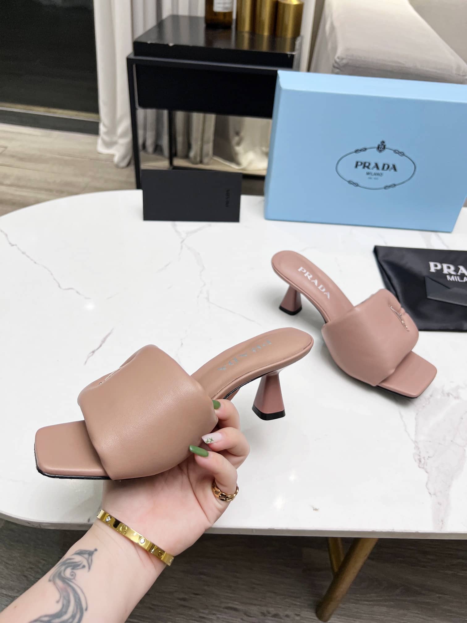 Prada Soft Padded Nappa Sandals Pink