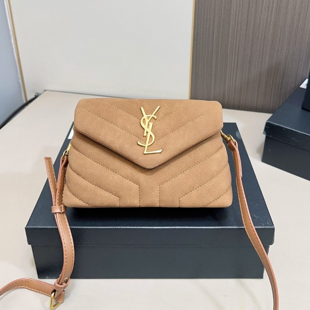 Saint Laurent Loulou Small Shoulder Bag In Suede 22Cm