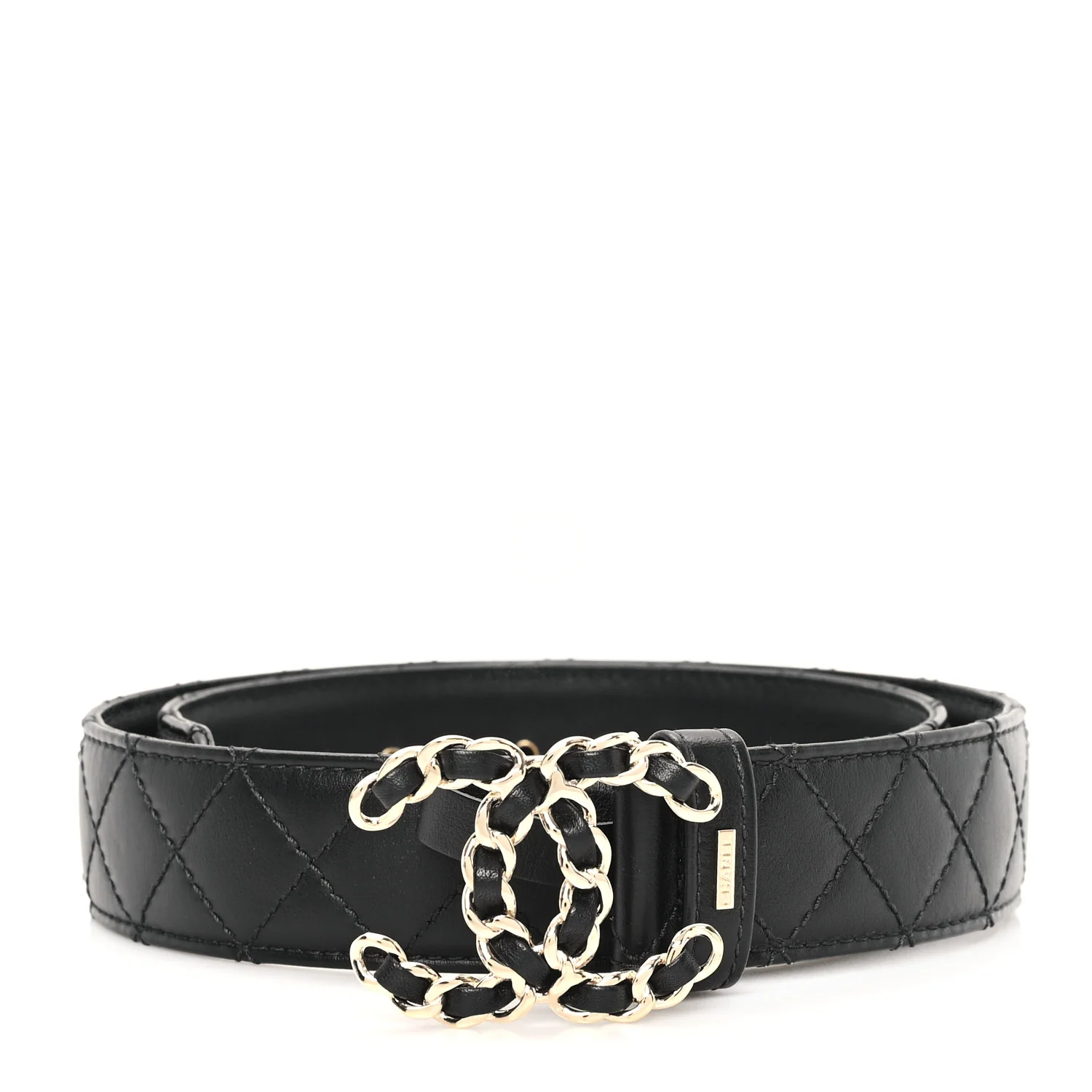 Calfskin Quilted CC Chain Belt 70 28 Black