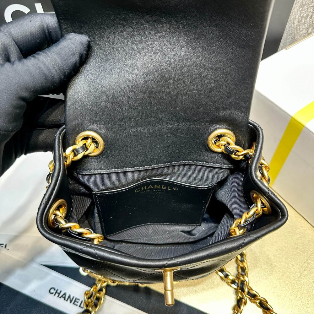 Chanel Small Backpack in Black Calfskin