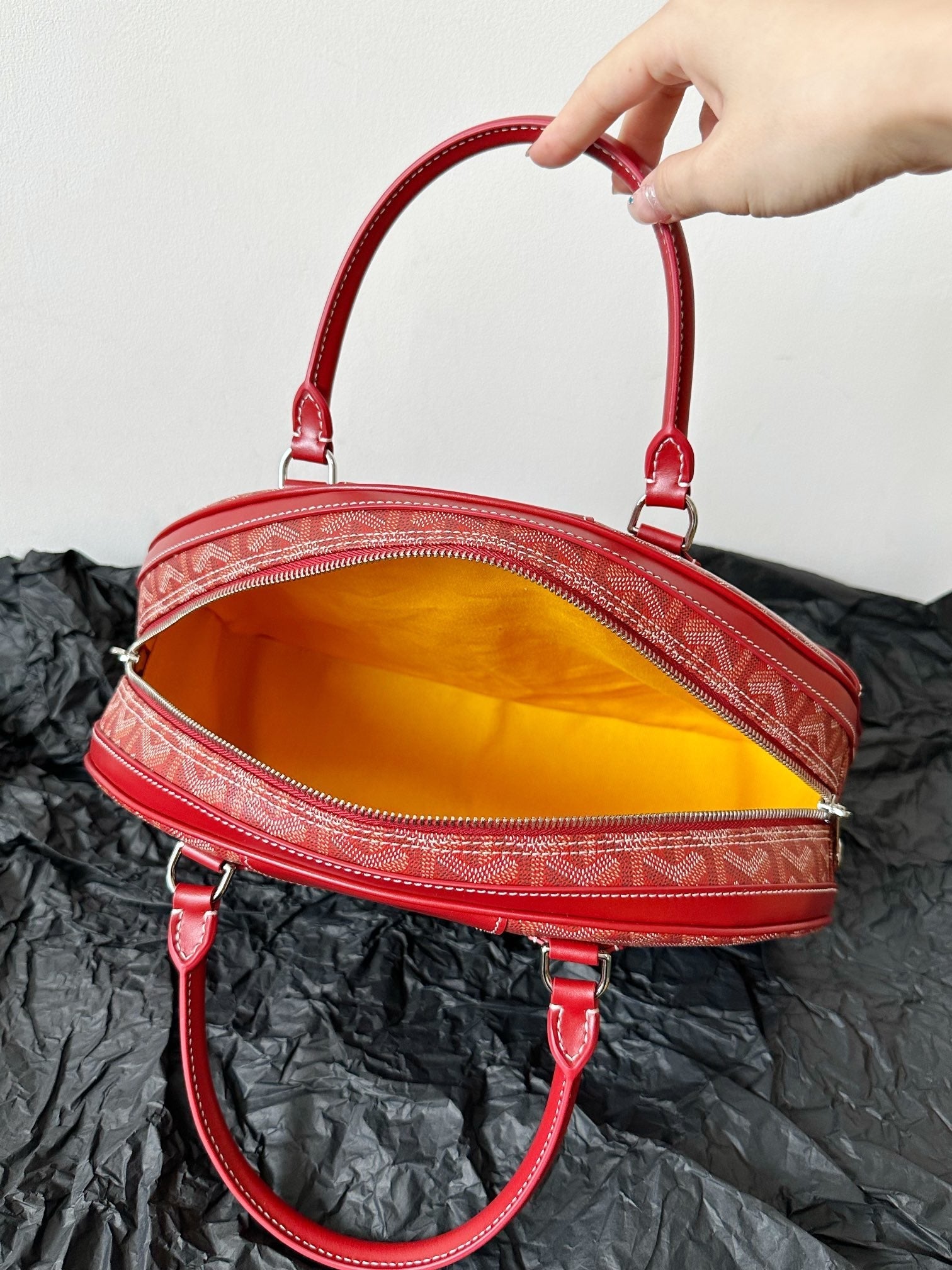 Goyard Goya Bowling Ball Medium Red Canvas 35cm