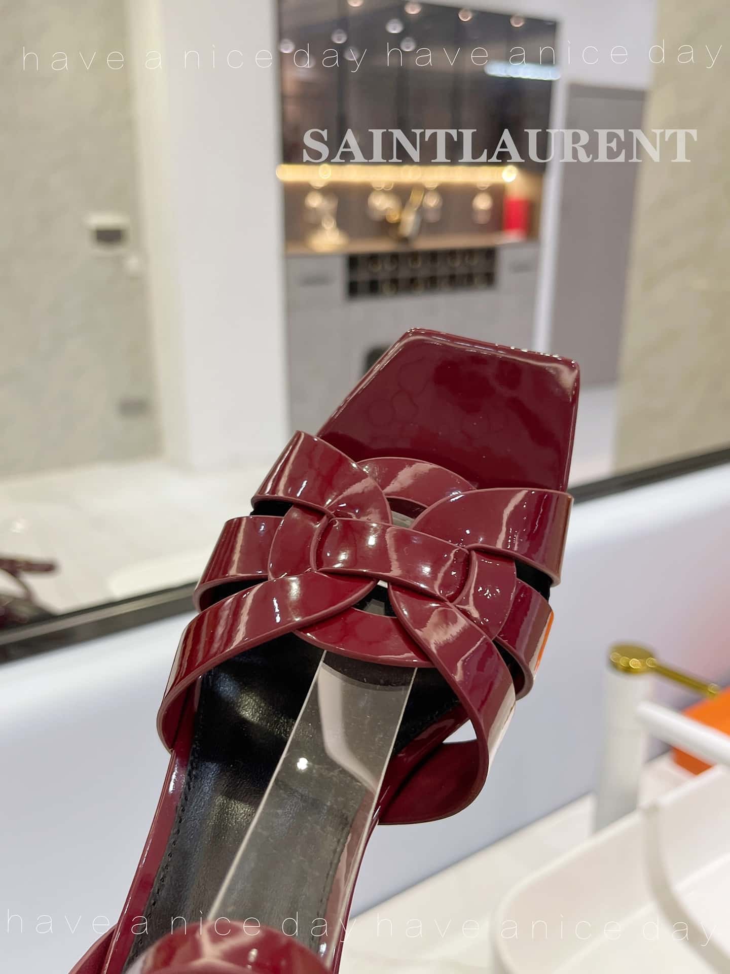 Saint Laurent Tribute Leather Sandals Burgundy