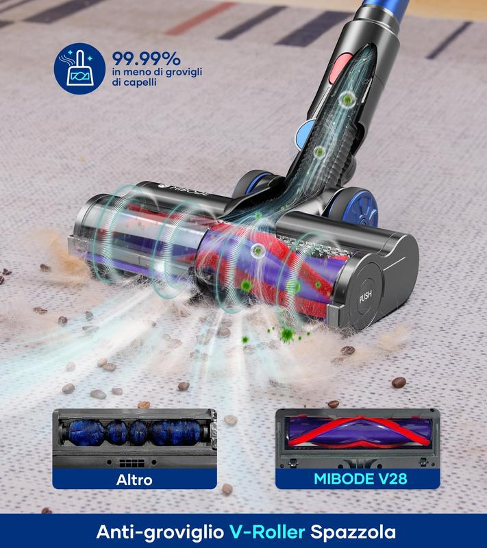 💥winter Specials Aspirapolvere Senza Fili, [60Mins/45Kpa/550W] Scopa Elettrica Senza Fili con Touchscreen Intelligente e Anti-Avvolgimento, Aspirapolvere Potente per Pavimenti/Tappeti/Peli Animali
