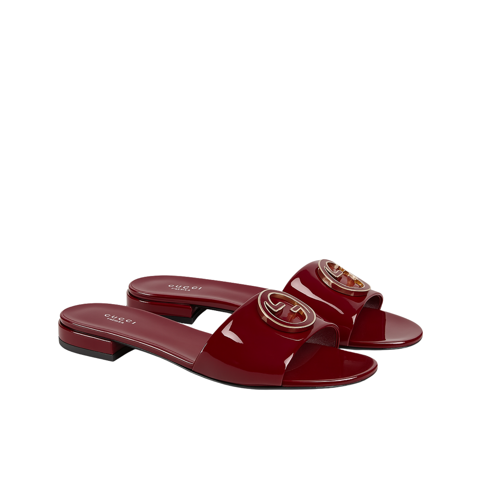 Gucci Women Round Interlocking G Sandal In Burgundy 820860 Bnc00 6207
