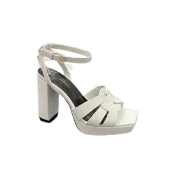 Saint Laurent Tribute Platform Sandals In Smooth Leather White