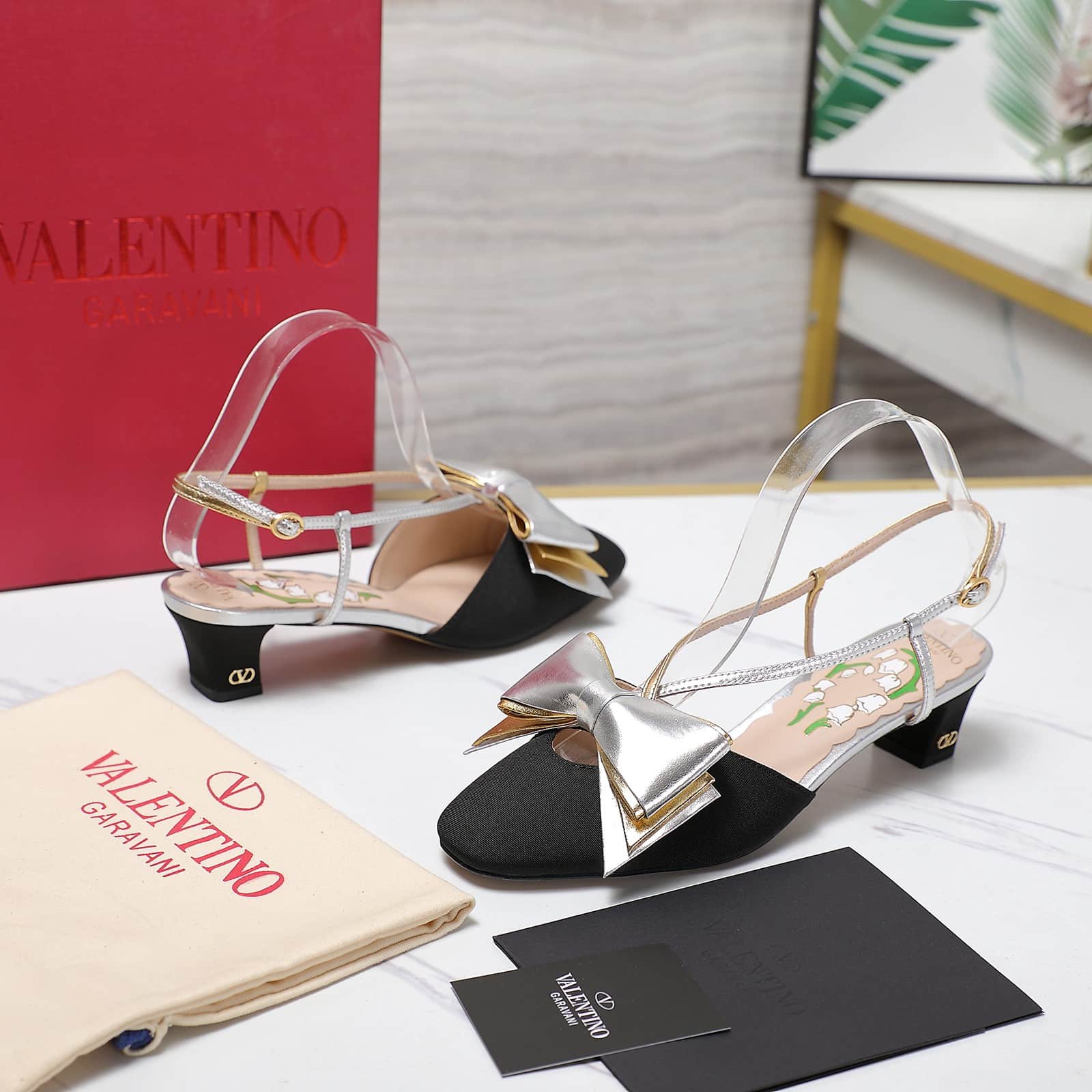 Valentino Bowow Slingback Pumps Black 6w2s0lb6qlj R1v