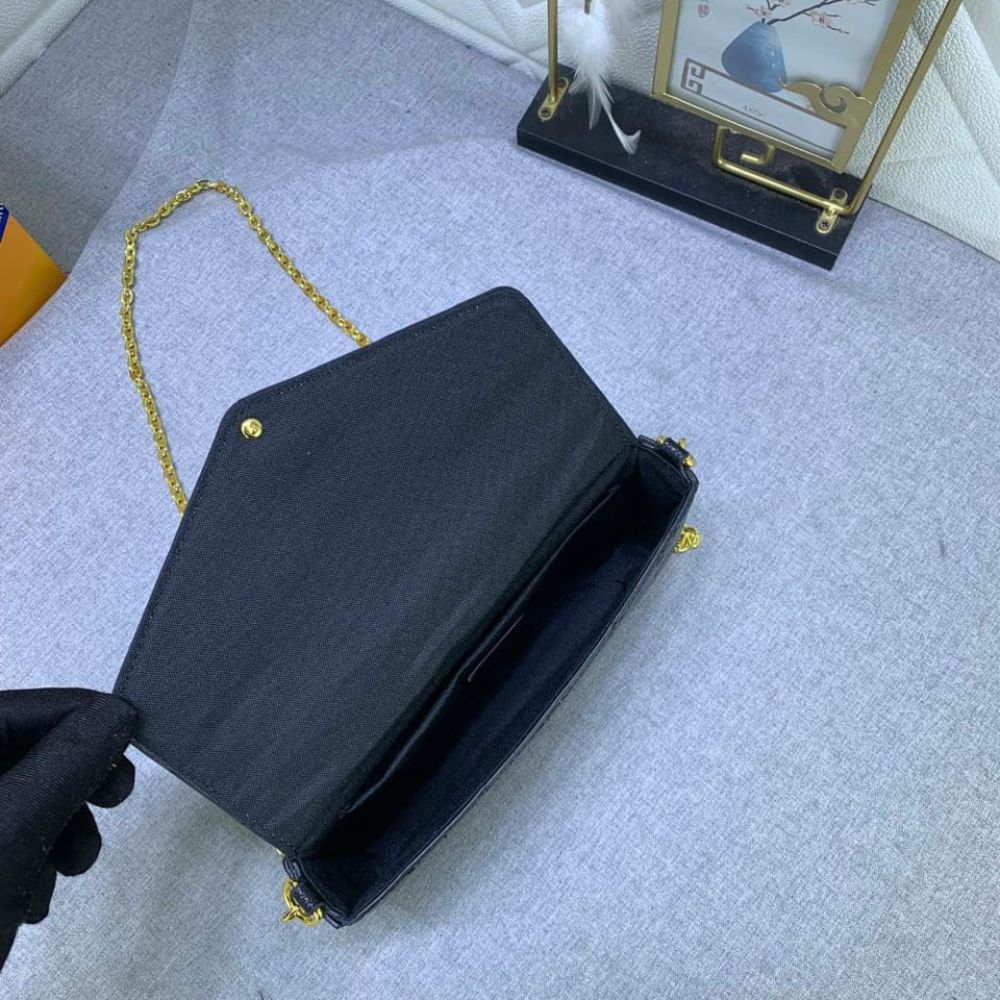 Louis Vuitton Félicie Pochette Monogram Empreinte Leather Crossbody Bag Black 21cm M82477