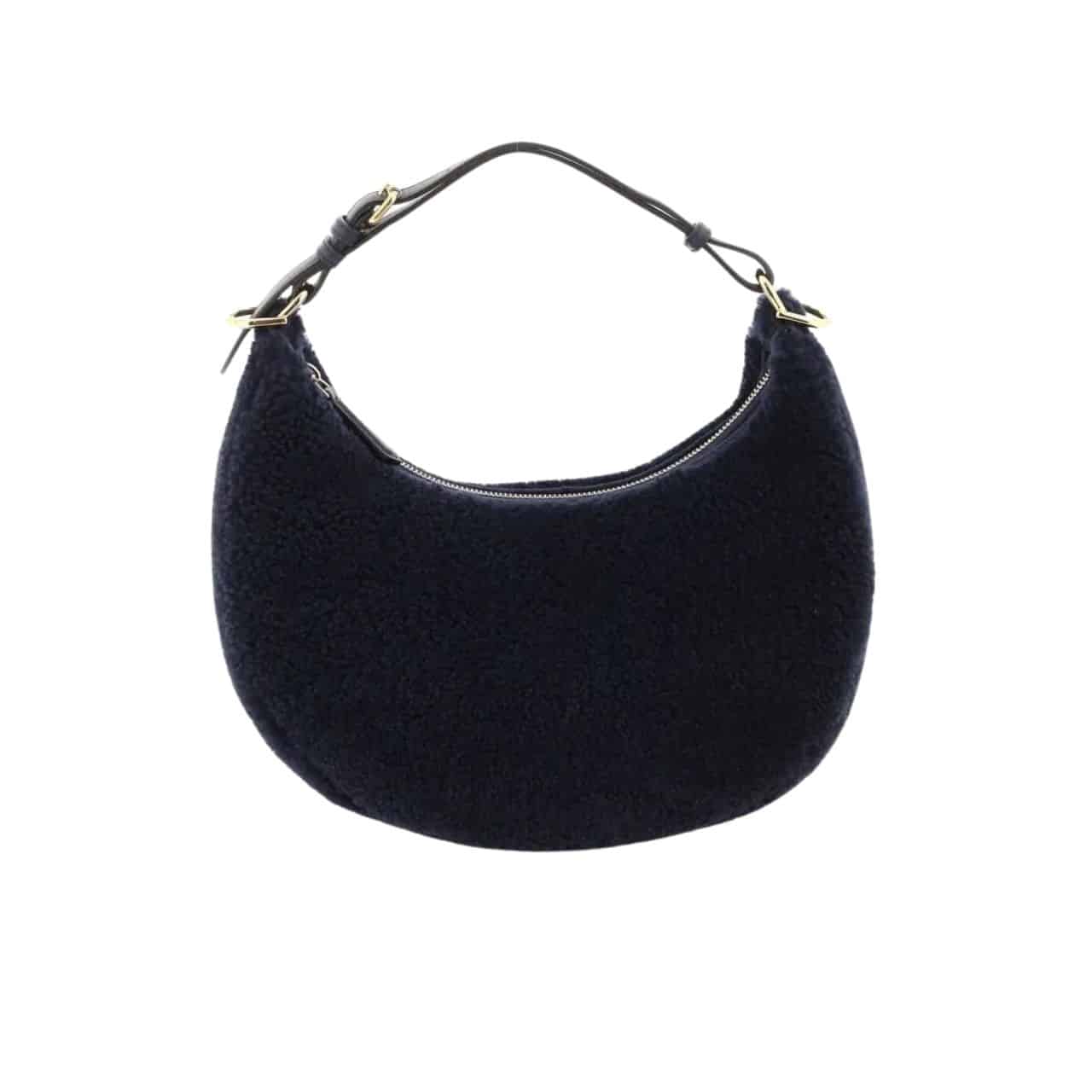 Fendi Shearling Fendigraphy Hobo Bag Black 28Cm