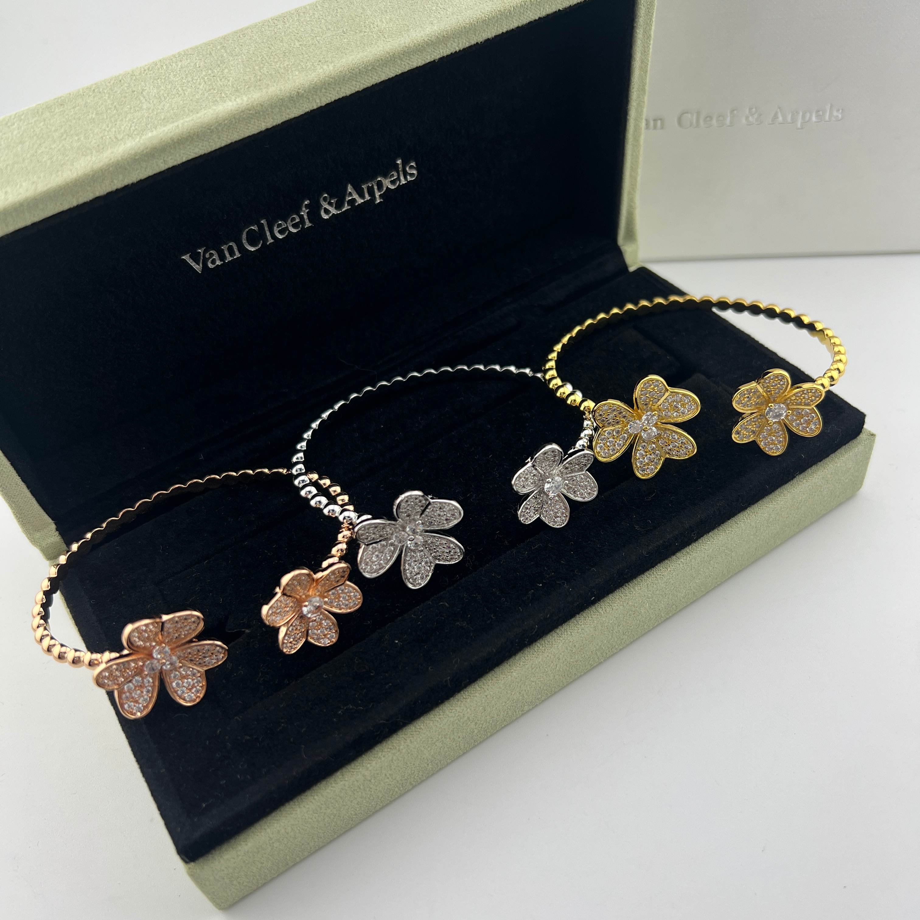 Pavé-set diamond four-leaf clover bracelet