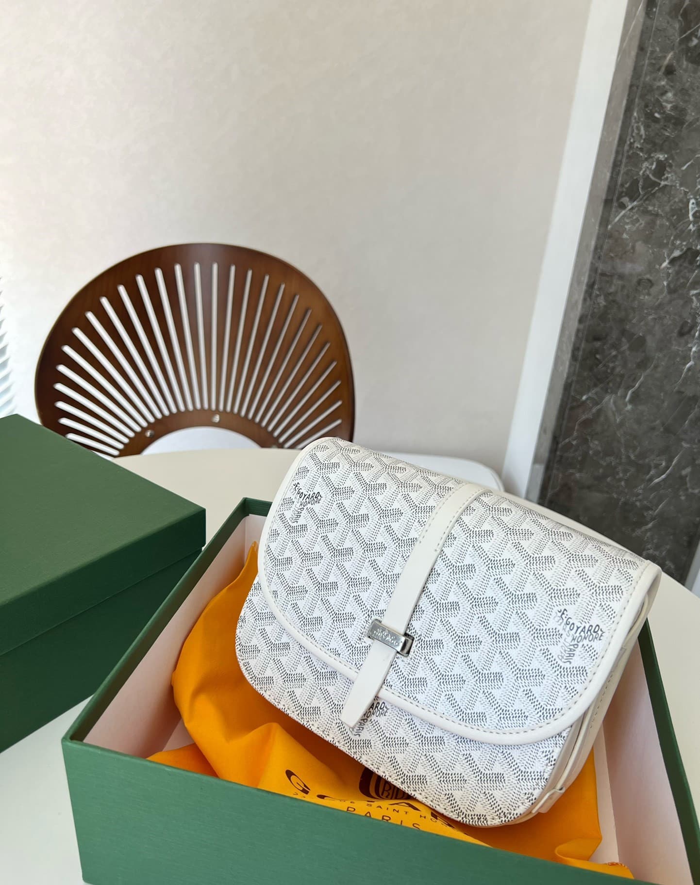 GOYARD BELVEDERE PM BAG WHITE 22CM