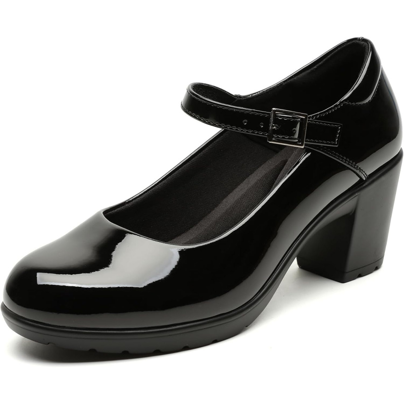 Women's Mary Jane Dress Shoes Chunky Low Block Heels 7CM Closed