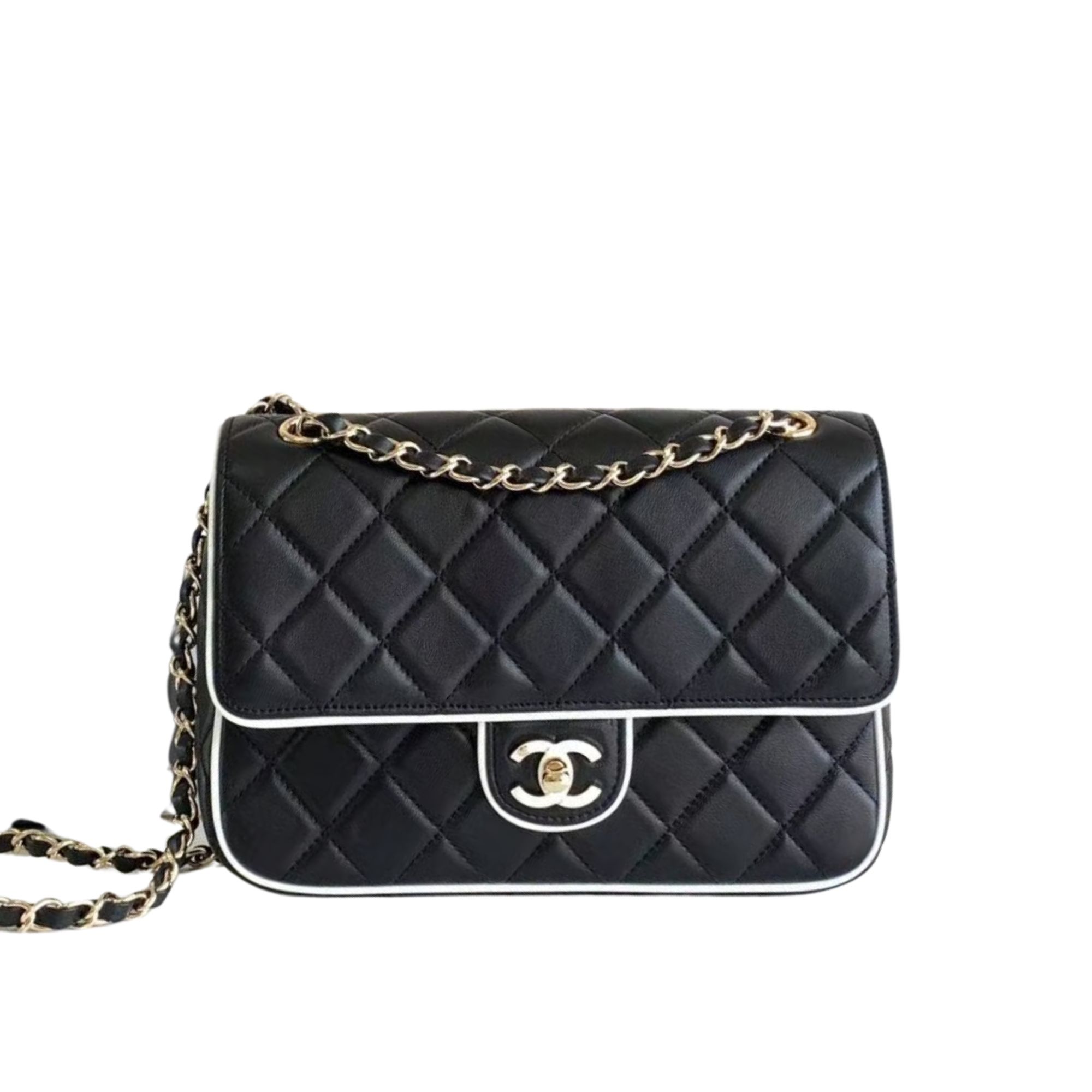 Chanel Small Graphic Frame Flap Bag Black 23cm