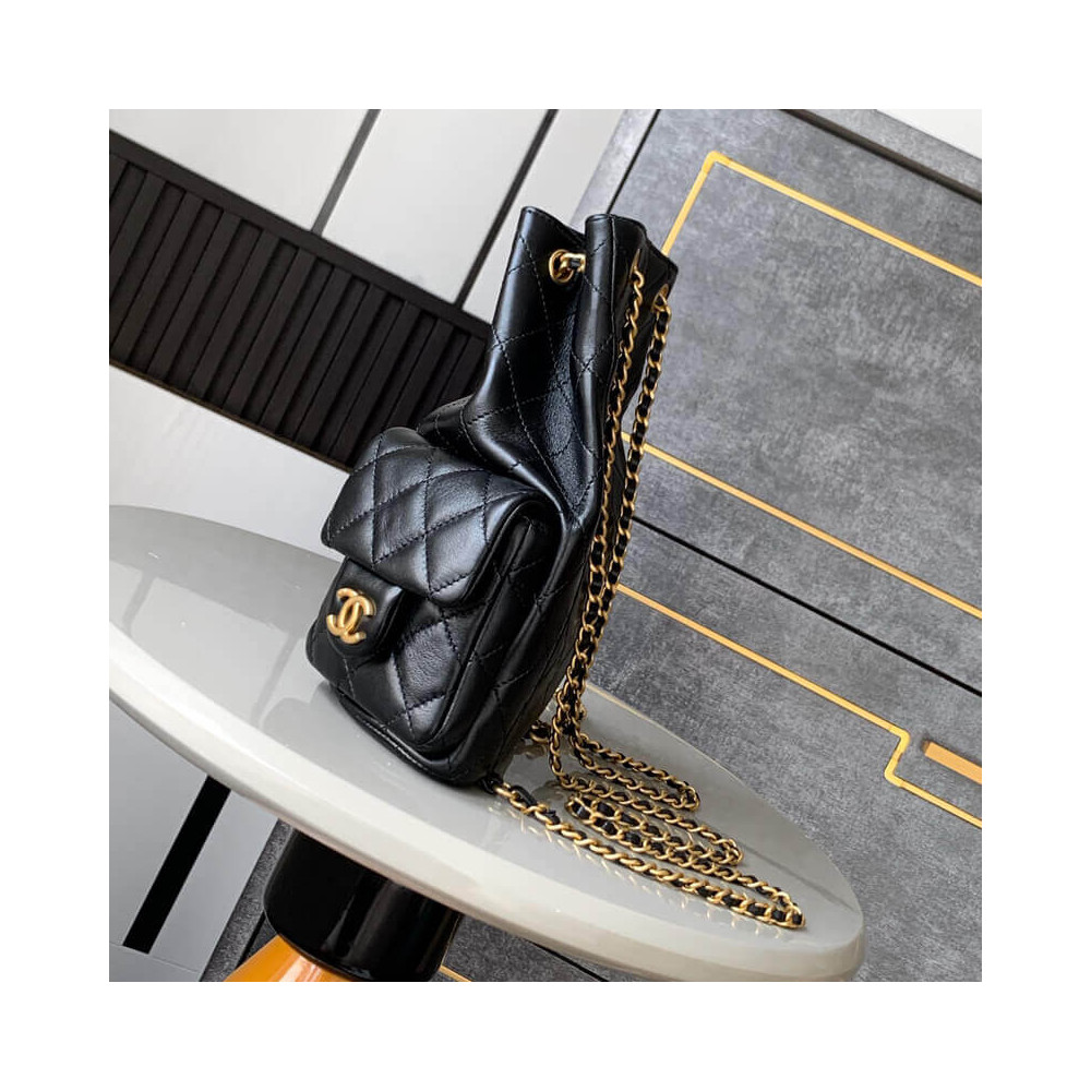 Chanel Lambskin Backpack Black