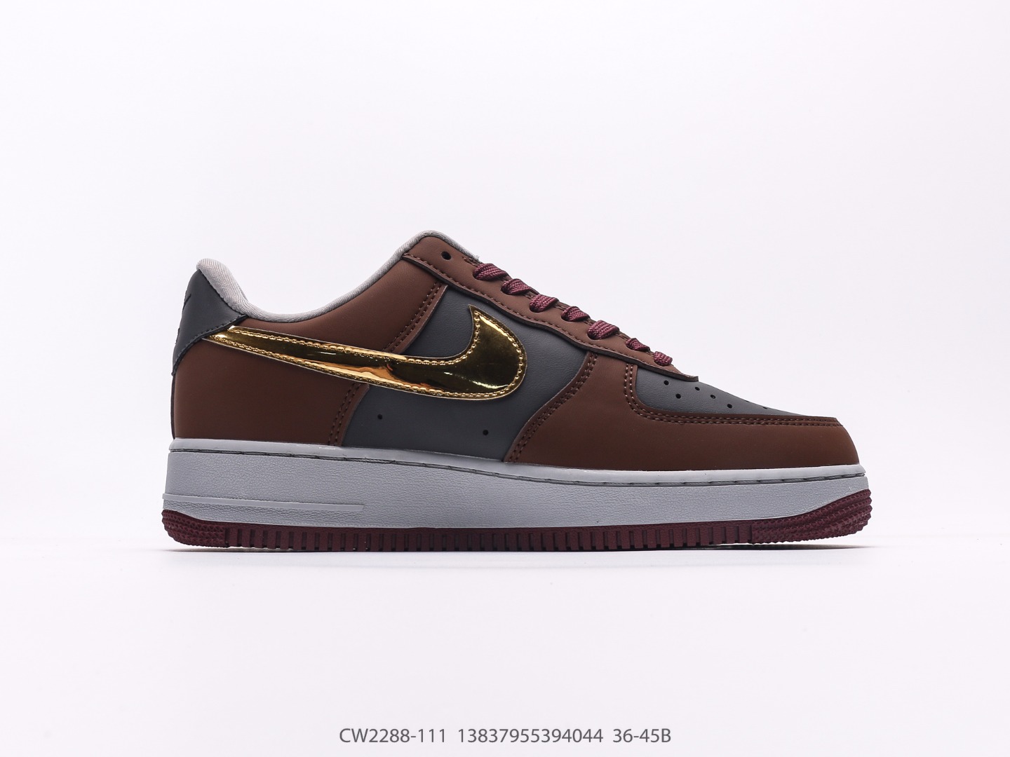 Nike Air Force 1 Low Wukong Brown Gold Swoosh Custom