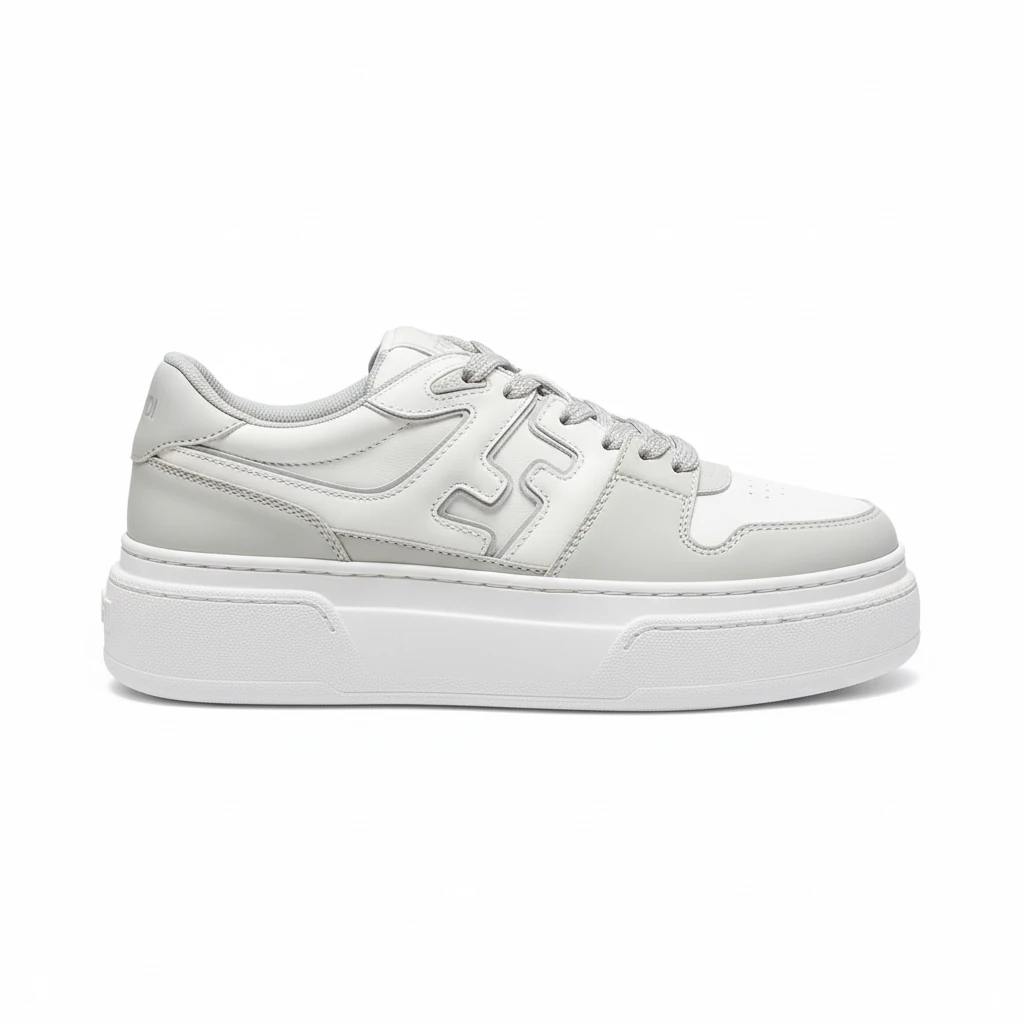 FENDI Match Canvas and suede platform low-tops Sneakers