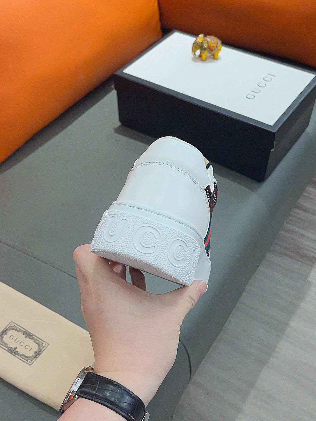 Gucci Screener Gg High Top Sneaker White With Red Logo