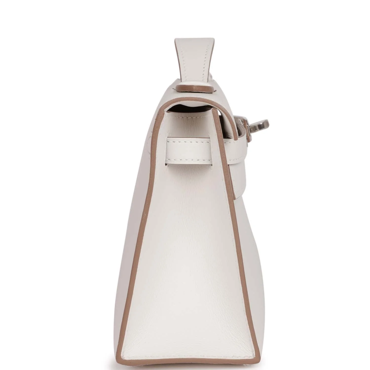 Hermès Kelly Pochette Gris Pale Swift Palladium Hardware