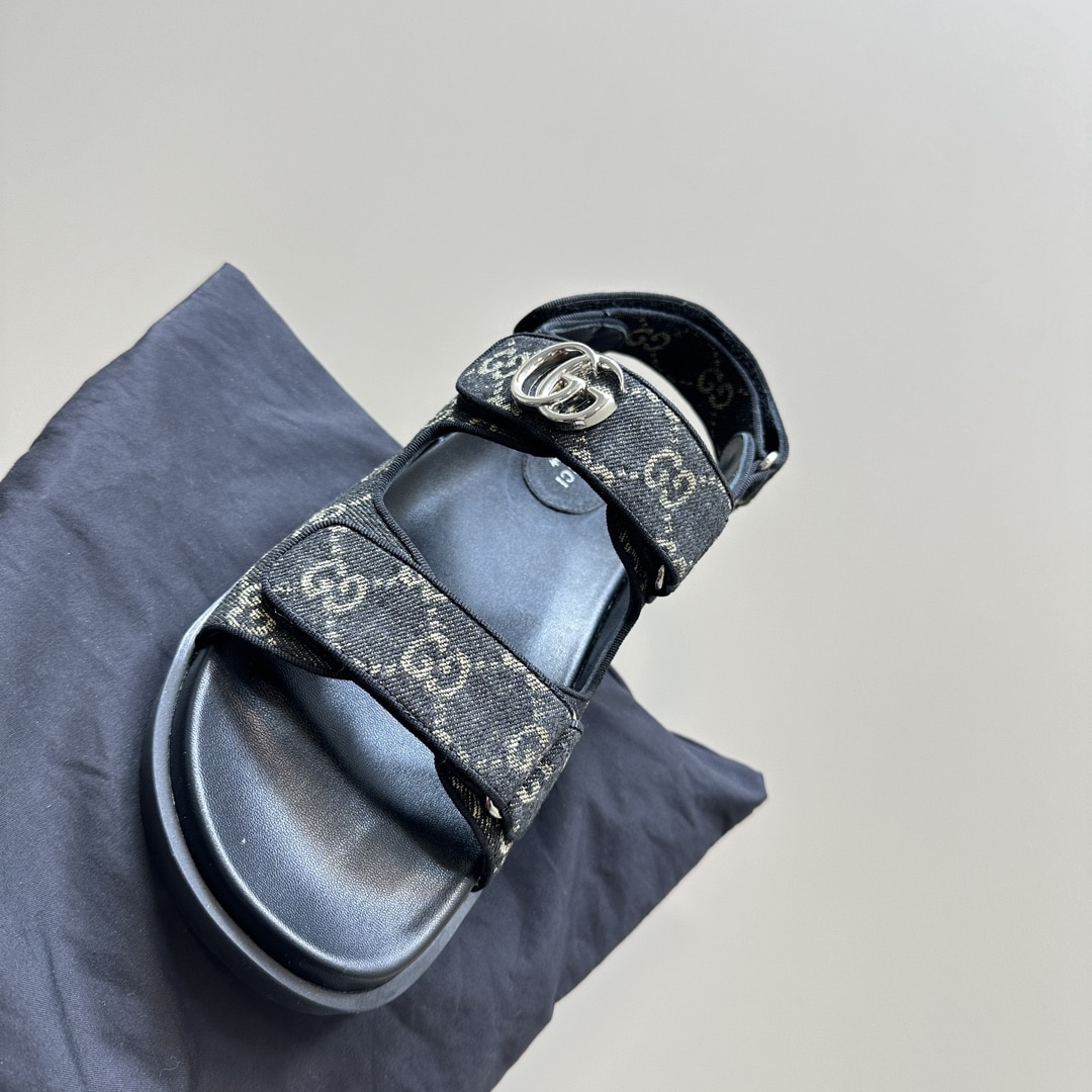 Gucci Double G Sandal Denim 771575 Facvp 8446