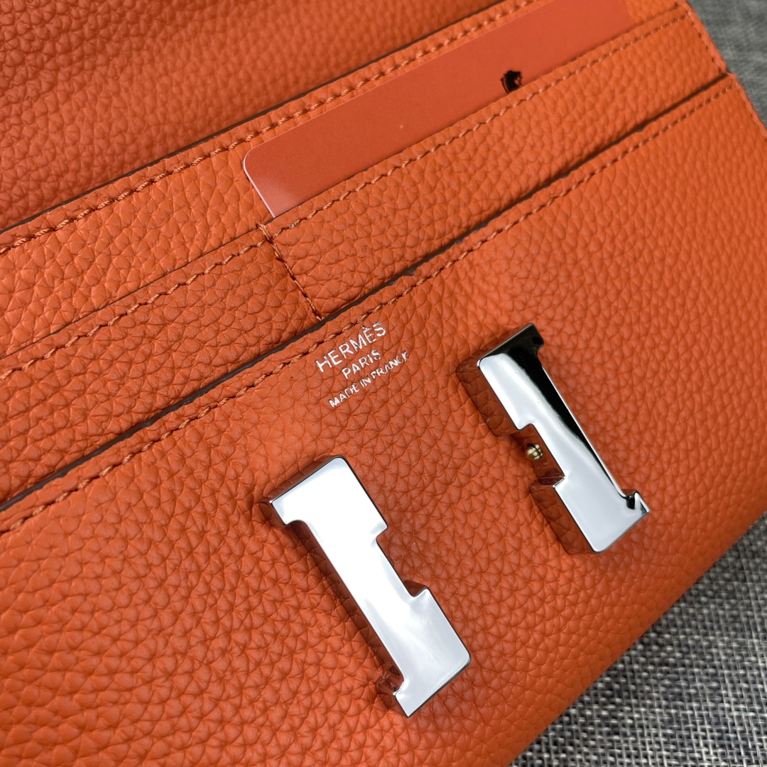 Hermes Constance Togo Long Wallet Silver Toned Hardware 20cm