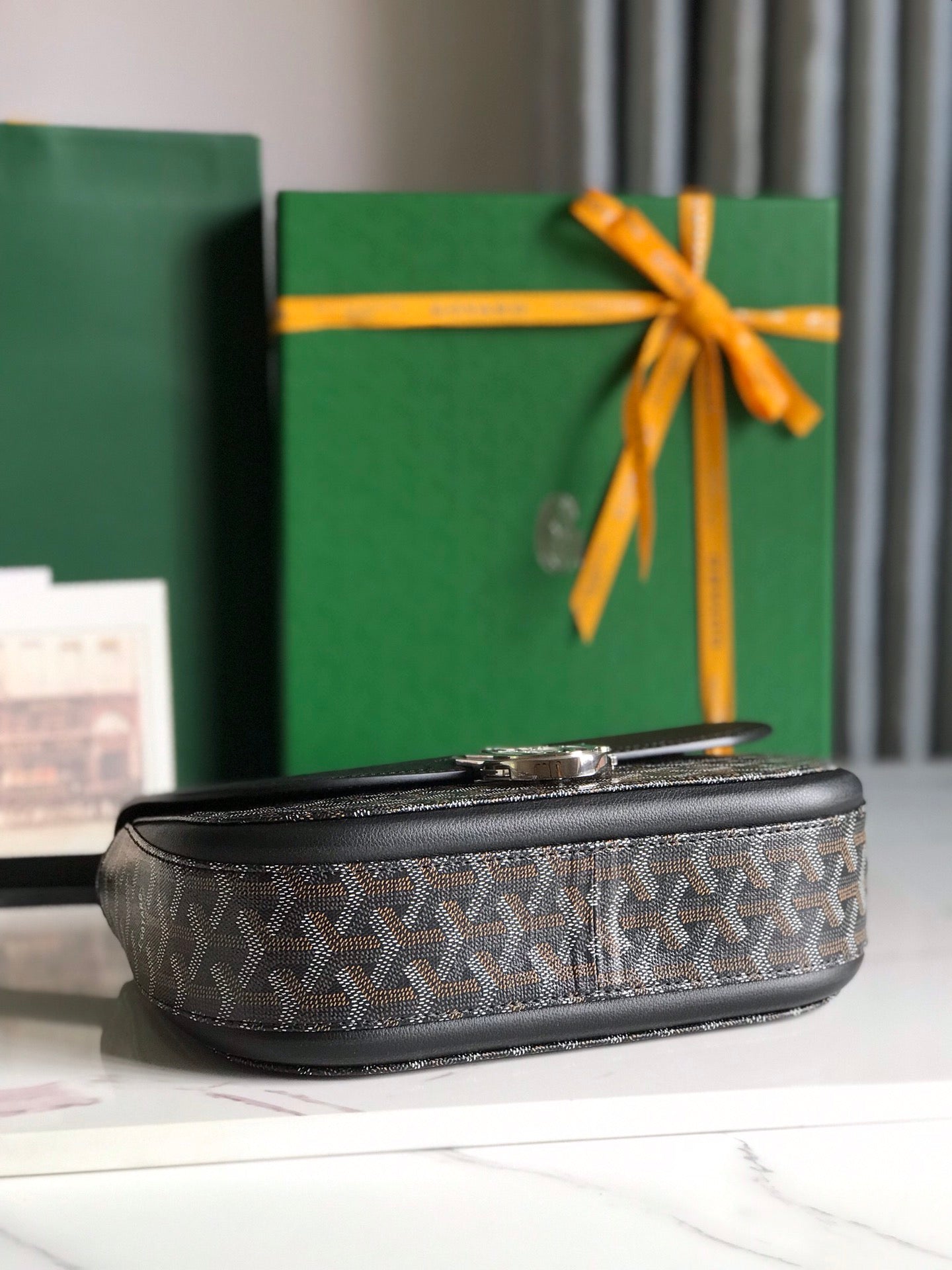 Goyard 233 Bag 25 Cm Black Calfskin And Goyardine Canvas