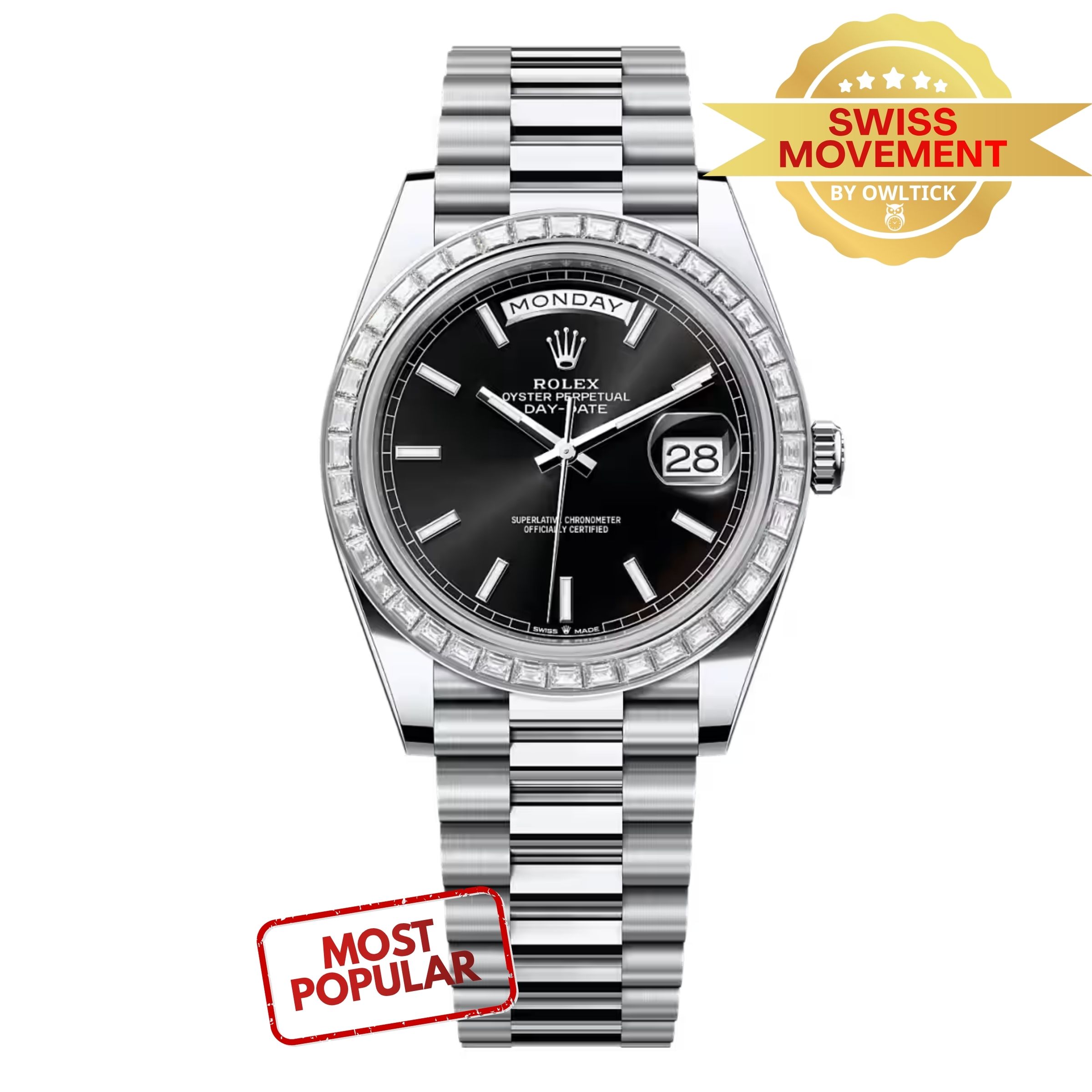 [Superclone] Rolex Day-Date 40mm Bright Black Dial President 228396TBR