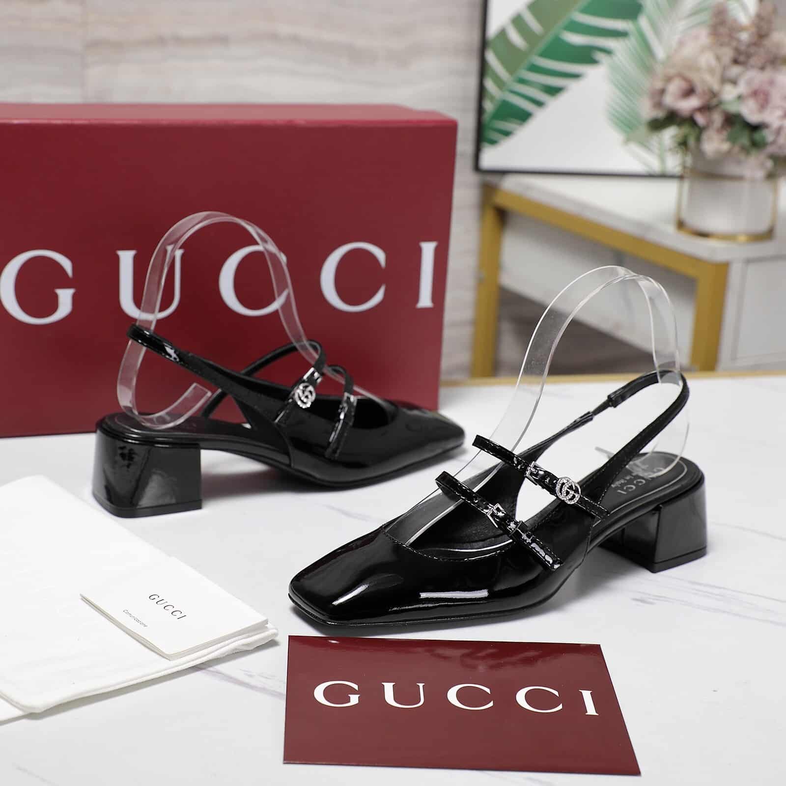 Gucci Women Pump With Double G Black Leather 832474 Bnc80 1000