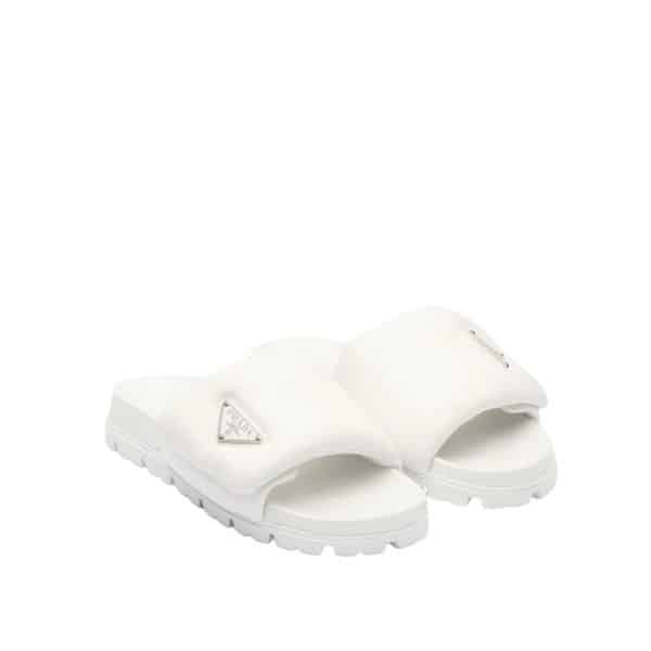 Prada Soft Padded Nappa Leather Slides White 1Xx6482Dl8F0009F020