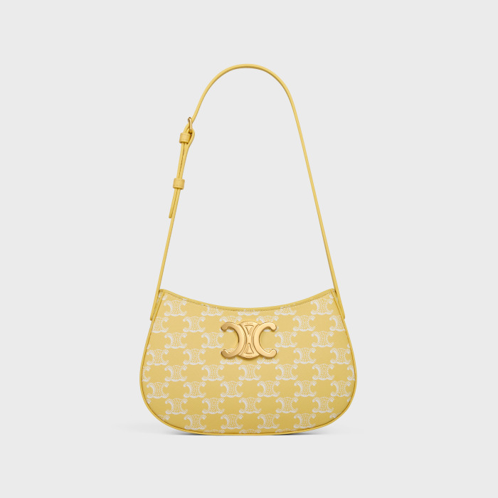 MEDIUM TILLY BAG IN TRIOMPHE CANVAS AND CALFSKIN BRIGHT YELLOW