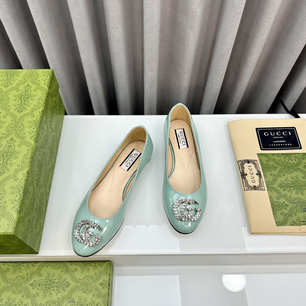 Gucci Crystal Gg Women’S Ballet Flat Blue