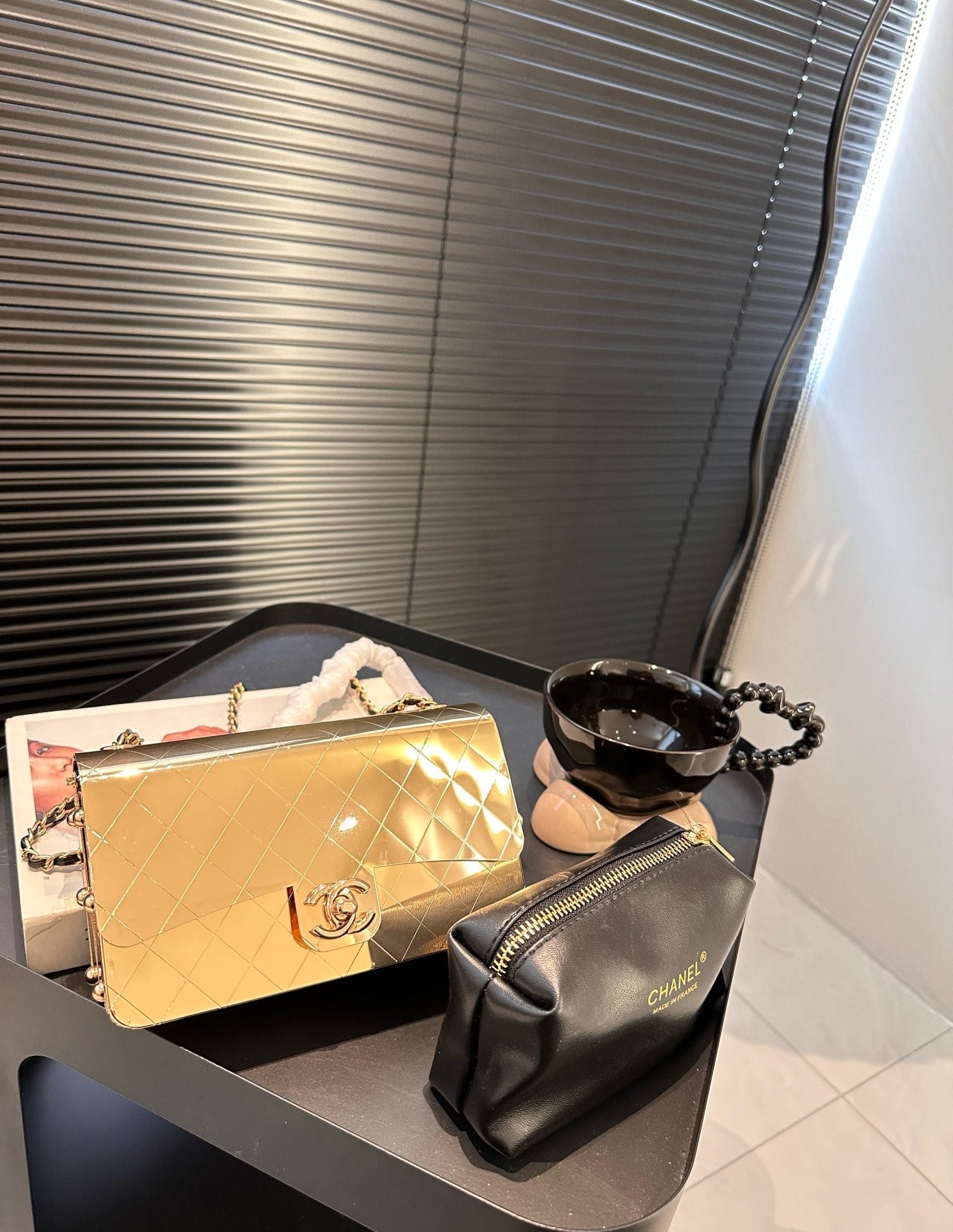 Chanel Flap Bag Gold Metal 18Cm