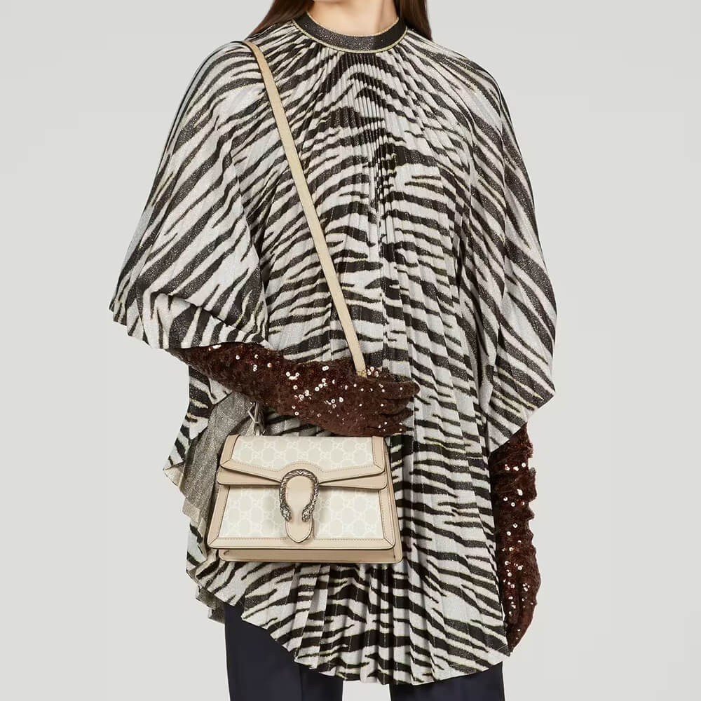 Gucci Small Dionysus Top Handle Bag Oatmeal Leather Trim