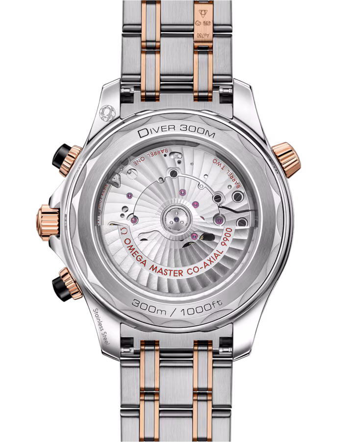 Omega Seamaster Diver 300M 44mm Black Dial Stainless Steel and Sedna™ 18k Rose Gold Bracelet 210.20.44.51.01.001