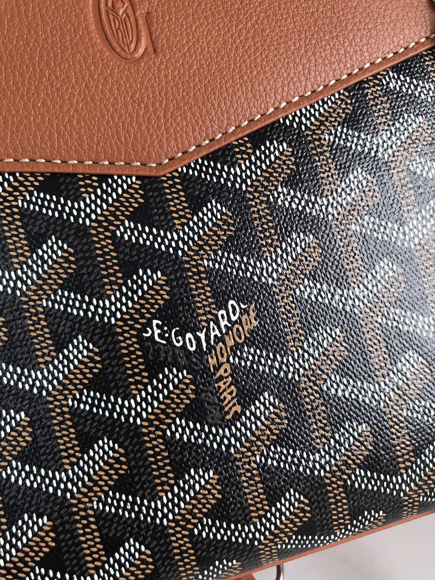 Goyard Rouette Structuré Mini Bag 21 Cm Black Goyardine Canvas And Tan Calfskin