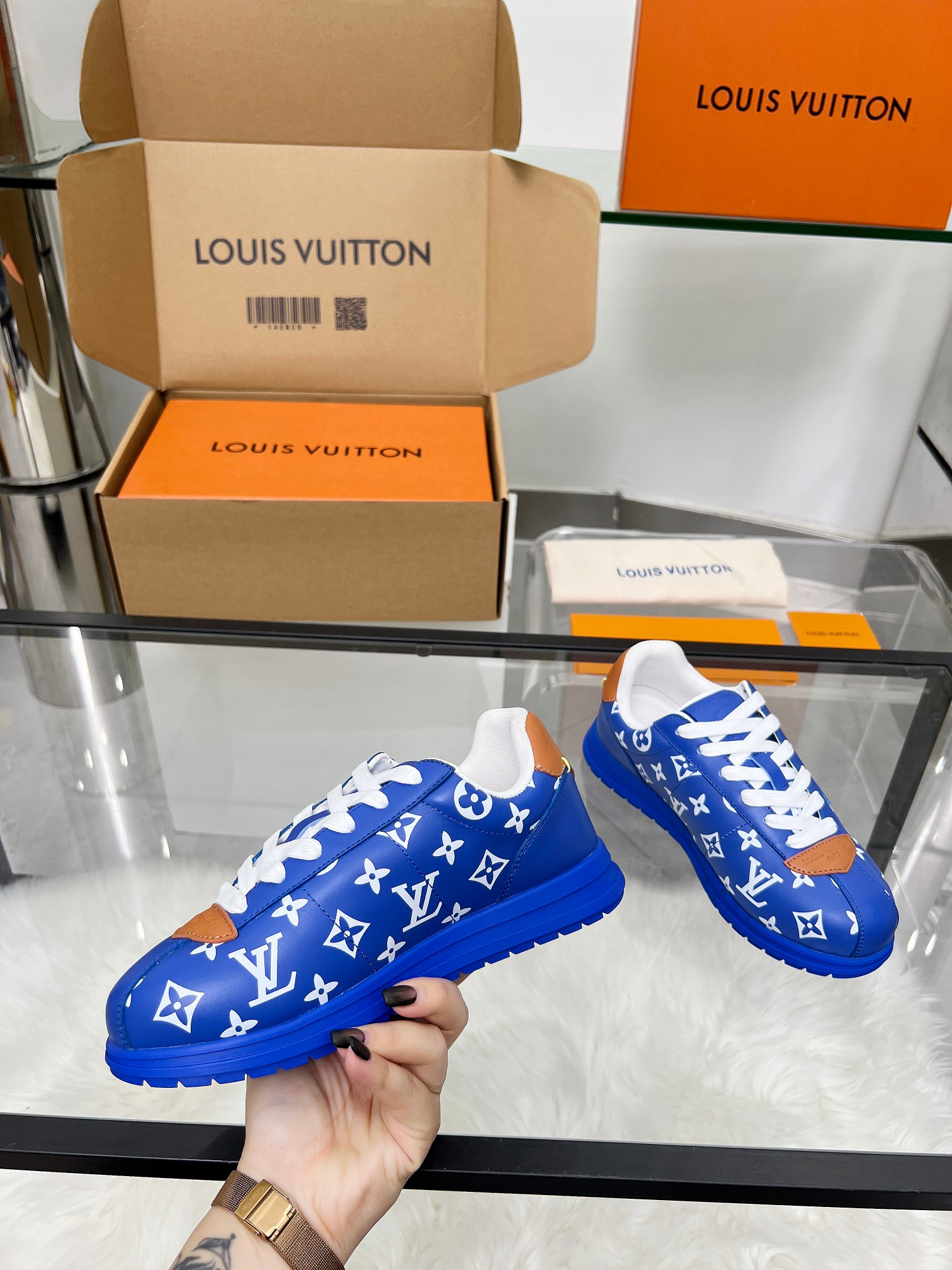 Louis Vuitton LV Trainer Sneaker Blue Monogram – Leather – Women’s Shoes