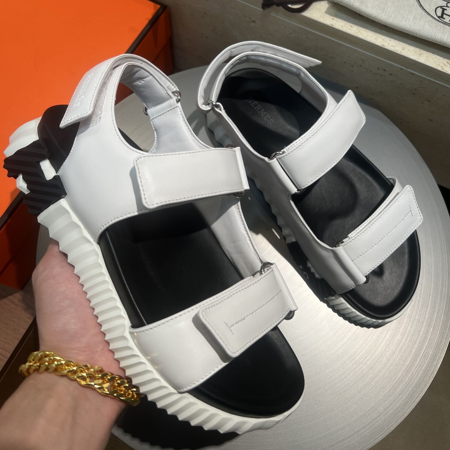 HERMES SANDAL JUNIOR BLANC