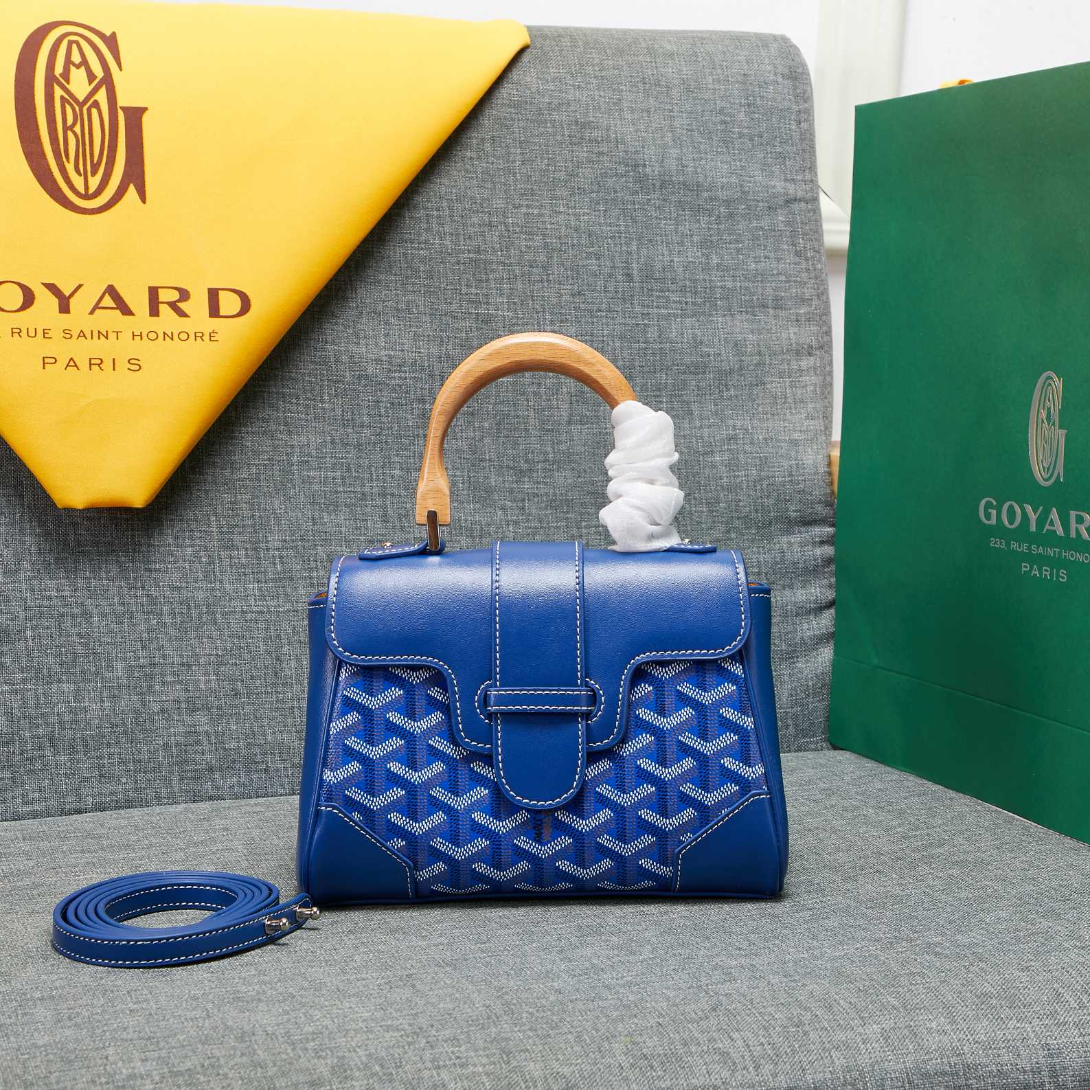 Goyard Saigon Souple Mini Bag Blue Canvas 20cm