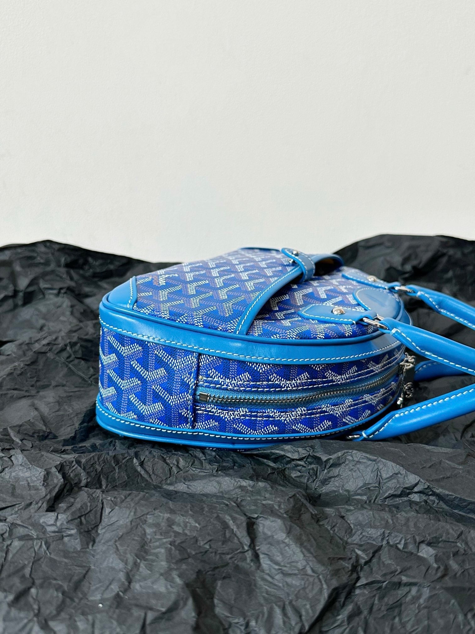 Goyard Goya Bowling Ball Small Blue Canvas 27cm